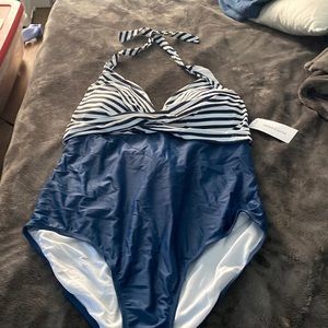 XXXL navy and white womens bathing suit